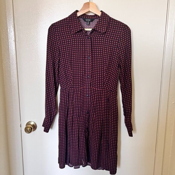 & Other Stories Dresses & Skirts - & Other Stories Navy Blue Floral Print Mini Long Sleeve Dress US 2​​​​​​​​​​​​